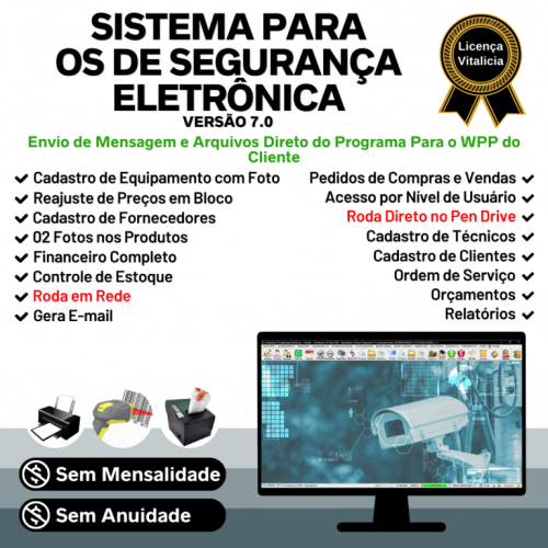Sistema Os Segurança Eletrônica  Vendas  Estoque e Financeiro v7.0 Plus  Whatsapp - Fpqsystem 681883
