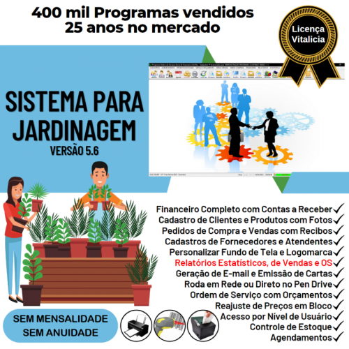 Sistema Os Serviços de Jardinagem com Vendas Financeiro e Estatística v5.6 Plus - Fpqsystem 664336