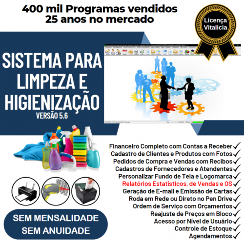 Sistema Os Serviços de Limpeza e Higienização com Vendas Financeiro e Estatística v5.6 Plus - Fpqsystem 664333