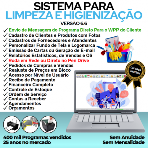 Sistema Os Serviços de Limpeza e Higienização com Vendas Financeiro e Estatística v6.6 Plus  Whatsapp - Fpqsystem 664175