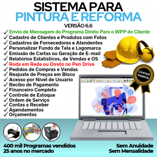 Sistema Os Serviços de Pintura e Reforma com Vendas Financeiro e Estatística v6.6 Plus  Whatsapp - Fpqsystem 664173