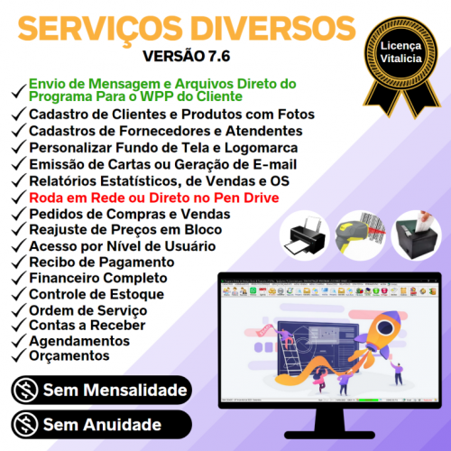 Sistema Os Serviços Diversos com Vendas Financeiro e Estatísticas v7.6 Plus  Whatsapp via Os - Fpqsystem 664833