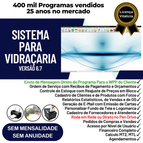 Sistema Os Vidraçaria e Esquadria  Vendas  Financeiro v6.7 Plus Whatsapp 682660