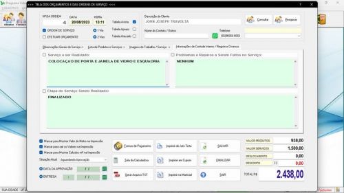 Sistema Os Vidraçaria e Esquadria  Vendas  Financeiro v6.7 Plus Whatsapp - Fpqsystem 682693