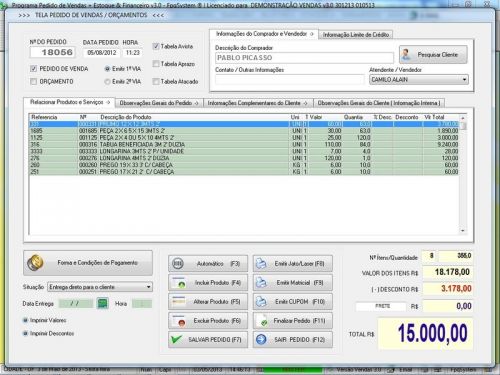 Sistema para Auto Peças com Acessórios Controle de Estoque Pedido de Vendas e Financeiro v3.0 Plus - Fpqsystem 663404