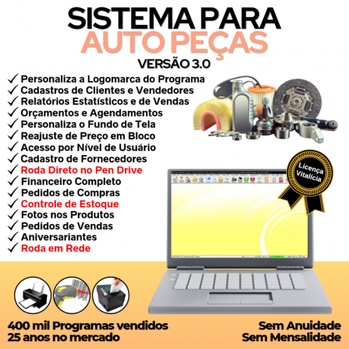 Sistema para Auto Peças com Acessórios Controle de Estoque Pedido de Vendas e Financeiro v3.0 Plus - Fpqsystem 663418