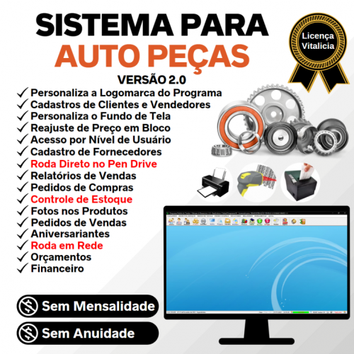 Sistema para Auto Peças com Controle de Estoque Pedido de Vendas e Financeiro v2.0 - Fpqsystem 661915