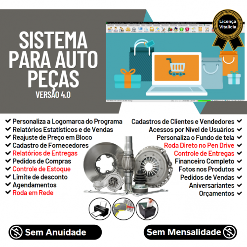 Sistema para Auto Peças com Controle de Estoque Pedido de Vendas e Financeiro v4.0 Plus - Fpqsystem 662942