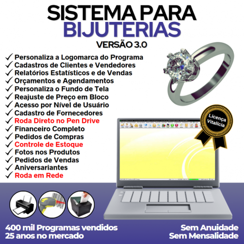 Sistema para Bijuteria com Acessórios Controle de Estoque Pedido de Vendas e Financeiro v3.0 Plus - Fpqsystem 663790