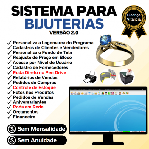 Sistema para Bijuterias e Acessórios com Controle de Estoque Pedido de Vendas e Financeiro v2.0 - Fpssystem 662395