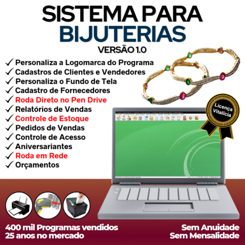 Sistema para Bijuterias e Acessórios com Controle de Estoque Pedido de Vendas v1.0 - Fpqsystem 658626