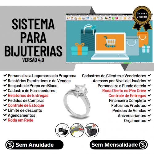 Sistema para Bijuterias e Acessórios Controle de Estoque Pedido de Vendas e Financeiro v4.0 Plus - Fpqsystem 663344