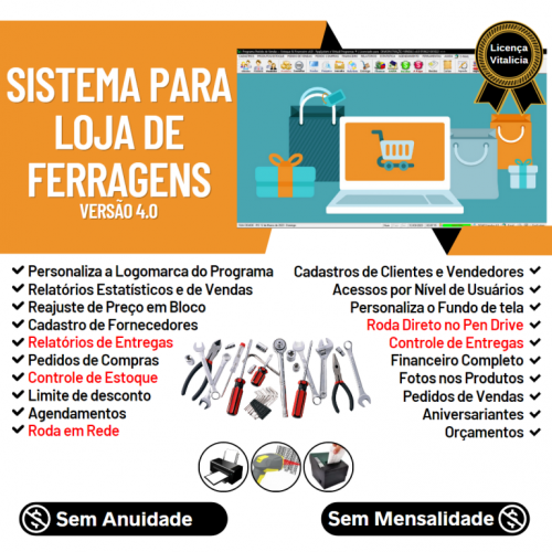 Sistema para Ferragens com Controle de Estoque Pedido de Vendas e Financeiro v4.0 Plus - Fpqsystem 663341