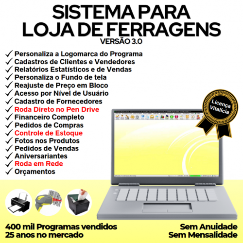 Sistema para Ferragens Controle de Estoque Pedido de Vendas e Financeiro v3.0 Plus - Fpqsystem 663787