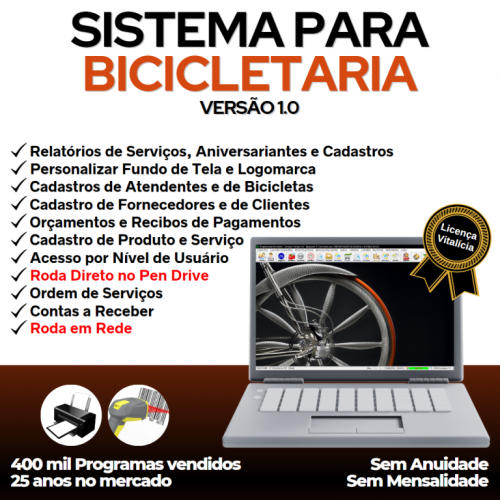 Sistema para Loja de Bicicletaria com Serviços e Vendas v1.0 - Fpqsystem 682161