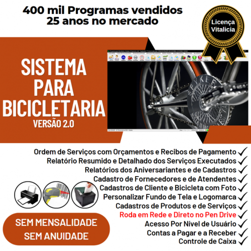 Sistema para Loja de Bicicletaria com Serviços Vendas Estoque e Financeiro v2.0 - Fpqsystem 682206