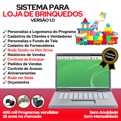 Sistema para Loja de Brinquedos com Controle de Estoque e Pedido de Vendas v1.0 - Fpqsystem 658355