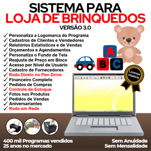 Sistema para Loja de Brinquedos Controle de Estoque Pedido de Vendas e Financeiro v3.0 Plus - Fpqsystem 663714