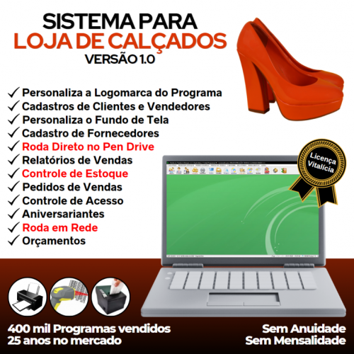 Sistema para Loja de Calçados com Controle de Estoque e Pedido de Vendas v1.0 - Fpqsystem 658422