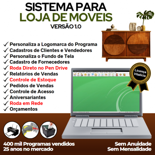 Sistema para Loja de Moveis com Controle de Estoque e Pedido de Vendas v1.0 - Fpqsystem 658423