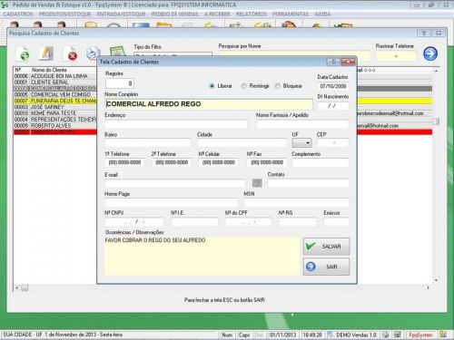 Sistema para Loja de Moveis com Controle de Estoque e Pedido de Vendas v1.0 - Fpqsystem 658451