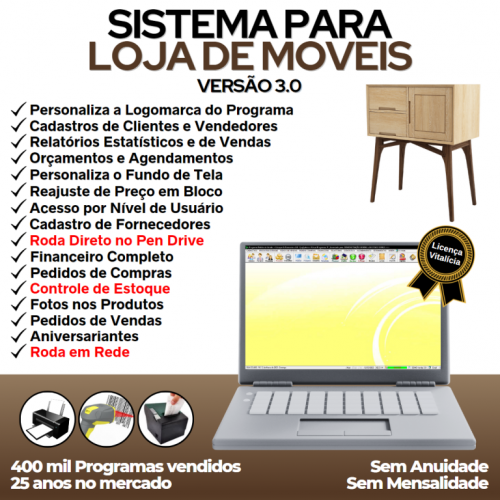 Sistema para Loja de Moveis Controle de Estoque Pedido de Vendas e Financeiro v3.0 Plus - Fpqsystem 662860