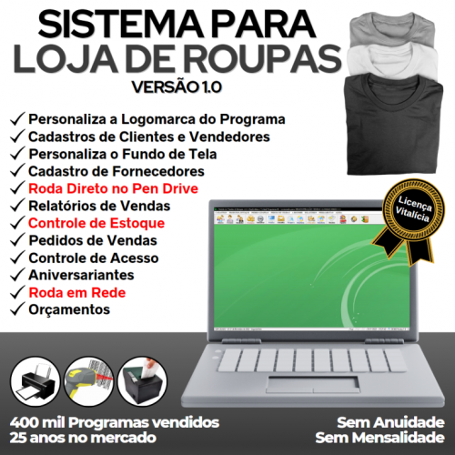 Sistema para Loja de Roupas com Controle de Estoque e Pedido de Vendas v1.0 - Fpqsystem 658490