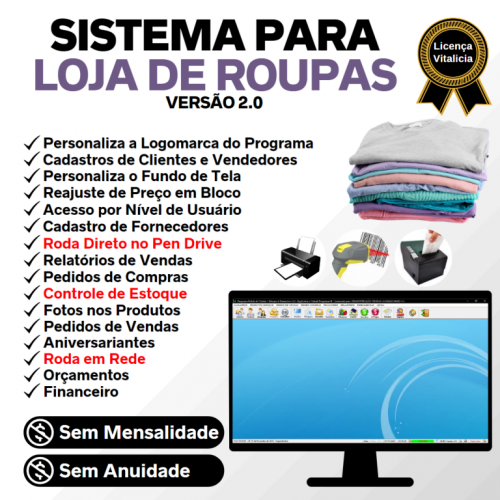 Sistema para Loja de Roupas com Controle de Estoque Pedido de Vendas e Financeiro v2.0 - Fpqsystem 662154