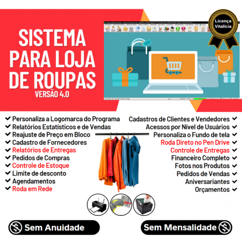 Sistema para Loja de Roupas com Controle de Estoque Pedido de Vendas e Financeiro v4.0 Plus - Fpqsystem 663182