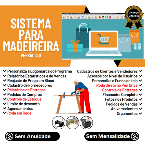 Sistema para Madeireira com Controle de Estoque Pedido de Vendas e Financeiro v4.0 Plus - Fpqsystem 663103