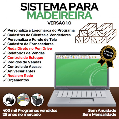 Sistema para Madeireira com Controle de Estoque Pedido de Vendas v1.0 - Fpqsystem 658693