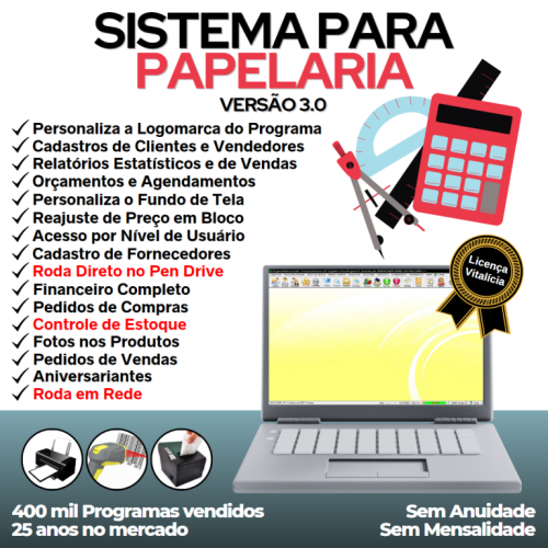 Sistema para Papelaria e Presentes Controle de Estoque Pedido de Vendas e Financeiro v3.0 Plus - Fpqsystem 663494