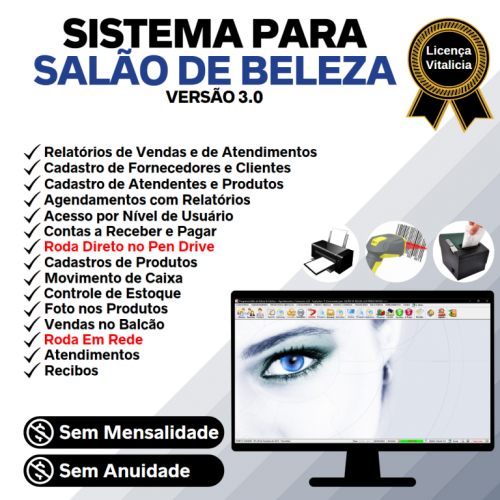 Sistema para Salão de Beleza Agendamento Financeiro v3.0 - Fpqsystem 661597