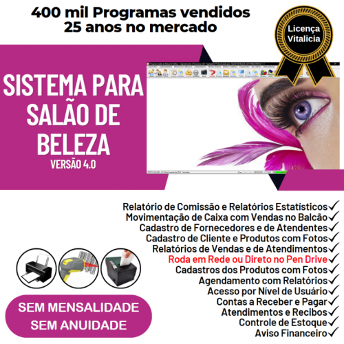 Sistema para Salão de Beleza Agendamento Financeiro v4.0 Plus - Fpqsystem 661557