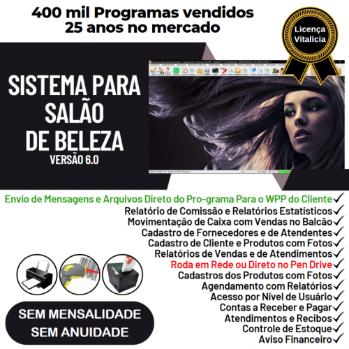 Sistema para Salão de Beleza Agendamento Financeiro v6.0 Plus  Whatsapp via Atendimento - Fpqsystem 661476