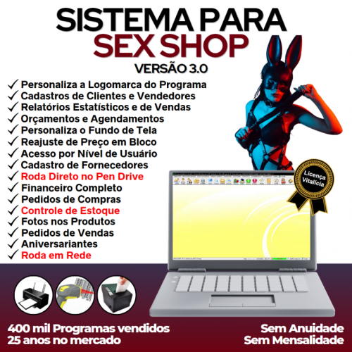 Sistema para Sex Shop Controle de Estoque Pedido de Vendas e Financeiro v3.0 Plus - Fpqsystem 663420