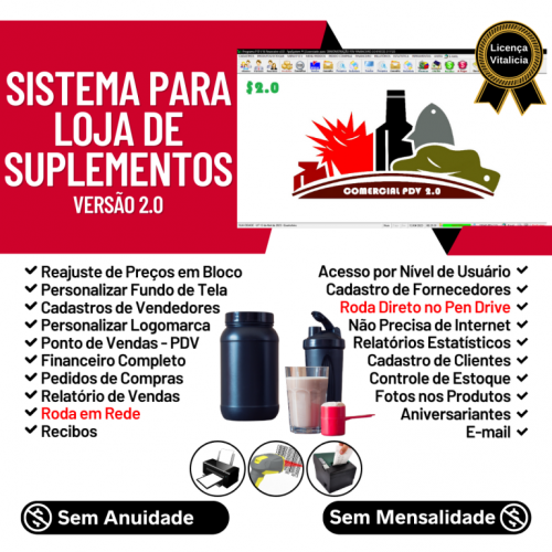 Sistema Pdv Para Suplementos Estoque e Financeiro V2.0 Plus - Fpqsystem 661838