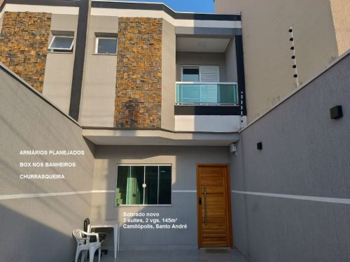 Sobrado novo à venda na. V. Camilópolis em Santo André 3 suítes 2vgs 140m² impecável. 766897 Sobrado novo à venda na. V. Camilópolis em Santo André 3 suítes 2vgs 140m² impecável. 766897