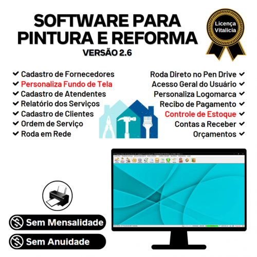 Software com Ordem de Serviço para Pintura e Reforma v2.6 - Fpqsystem 658980