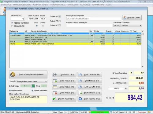 Software Controle de Estoque Pedido de Vendas Financeiro v2.0 - Fpqsystem 659754