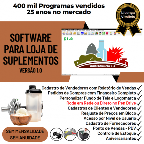 Software Loja de Suplementos Pdv Frente de Caixa para Tabacaria com Estoque e Financeiro v1.0 - Fpqsystem 658285