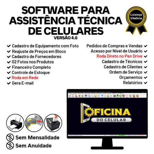 Software Ordem de Serviço Assistência Técnica Celular Vendas Financeiro v4.0 - Fpqsystem 660658