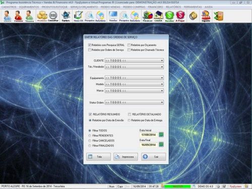 Software Ordem de Serviço Assistência Técnica Vendas e Financeiro v4.0 - Fpqsystem 660213