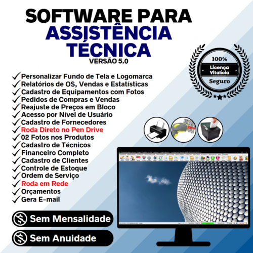 Software Ordem de Serviço Assistência Técnica Vendas e Financeiro v5.0 - Fpqsystem 660151
