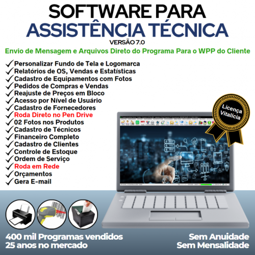 Software Ordem de Serviço Assistência Técnica Vendas e Financeiro v7.0 Plus  Whatsapp - Fpqsystem 660071