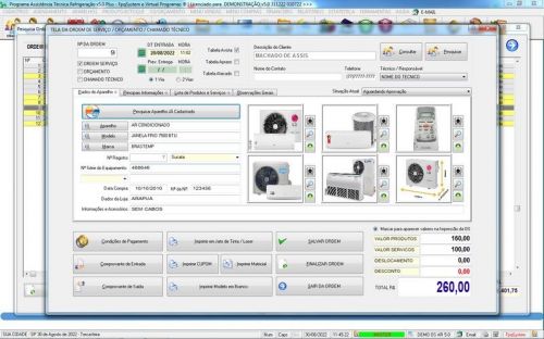 Software ordem de serviço de refrigeração com Vendas Financeiro e Mensagem v5.0 - Fpqsystem 660052