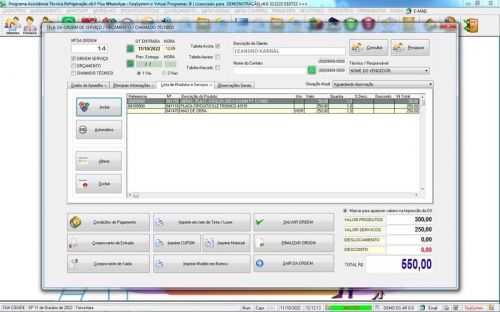Software ordem de serviço de refrigeração com Vendas Financeiro e Mensagem v6.0  Whatsapp - Fpqsystem 660011