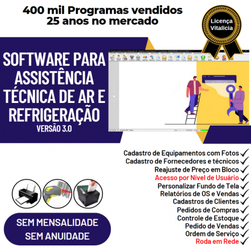 Software ordem de serviço de refrigeração com Vendas v3.0 - Fpqsystem 659894