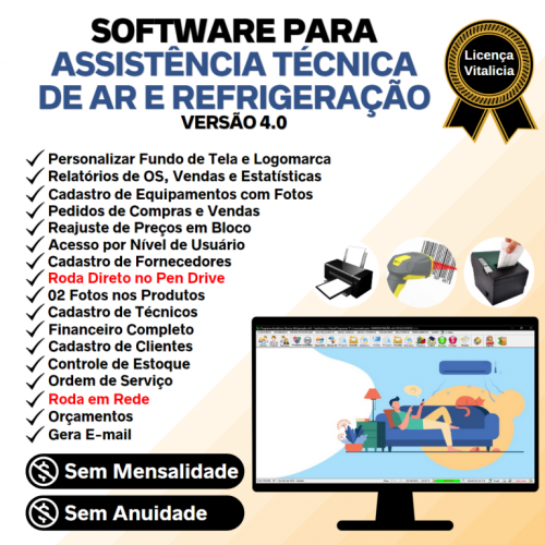 Software ordem de serviço de refrigeração com Vendas v4.0 - Fpqsystem 659853