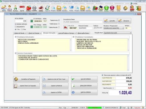 Software Ordem de Serviço para Oficina Mecânica com Check List Vendas Estoque e Financeiro v5.0 Plus - Fpqsystem 660366